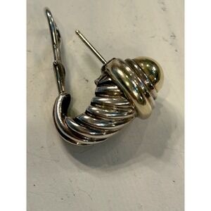 David‎ Yurman 14K Yellow And White Gold SINGLE Shrimp Omega Hoop Earring 6.8g